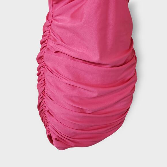 Lucy In The Sky Pink Ruched Twist Knot Bodycon Mini Dress Medium Party Nightout - Picture 3 of 9